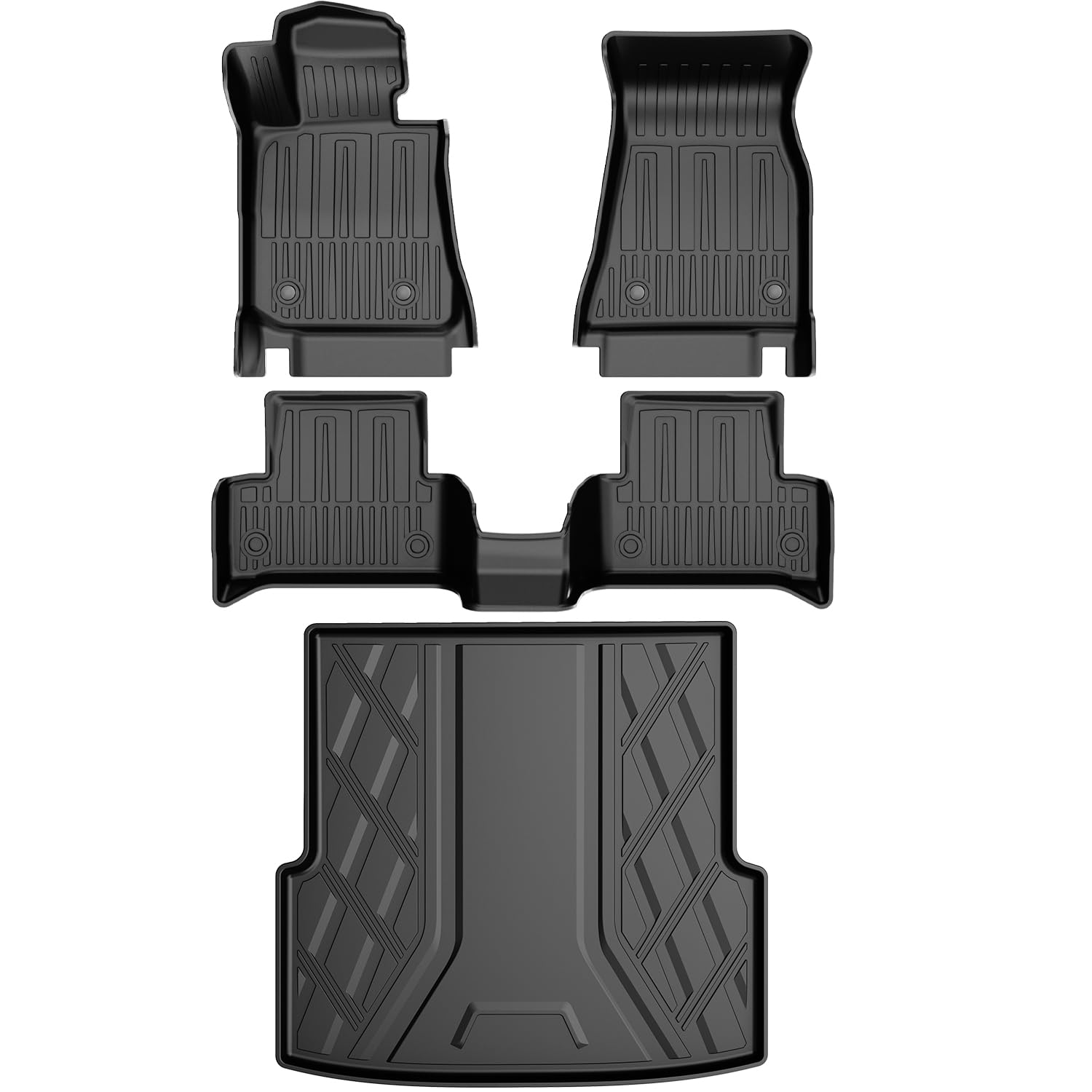 Weatherproof S Motor Trend FlexTough 4-Piece All-Weather & Cargo Liner Set - Black, Heavy Duty Floor Mat - Foto 6