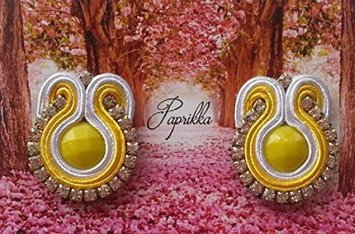 Handmade Soutache Women Earring Yellow
