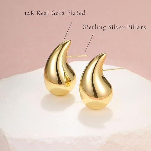Teardrop Earrings Gold Plated Hypoallergenic Earrings Gold