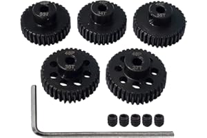 AMOGOT Metal Steel 48P Pinion Gear 33T 34T 35T 36T 37T 3.175mm Shaft Motor Gears Set with Hex Key for 1/10 RC Brushless Brush Motor RC Upgrade Part