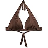 CALZEDONIA Woman's Graduated Padding Triangle Swimsuit Top Shiny Satin