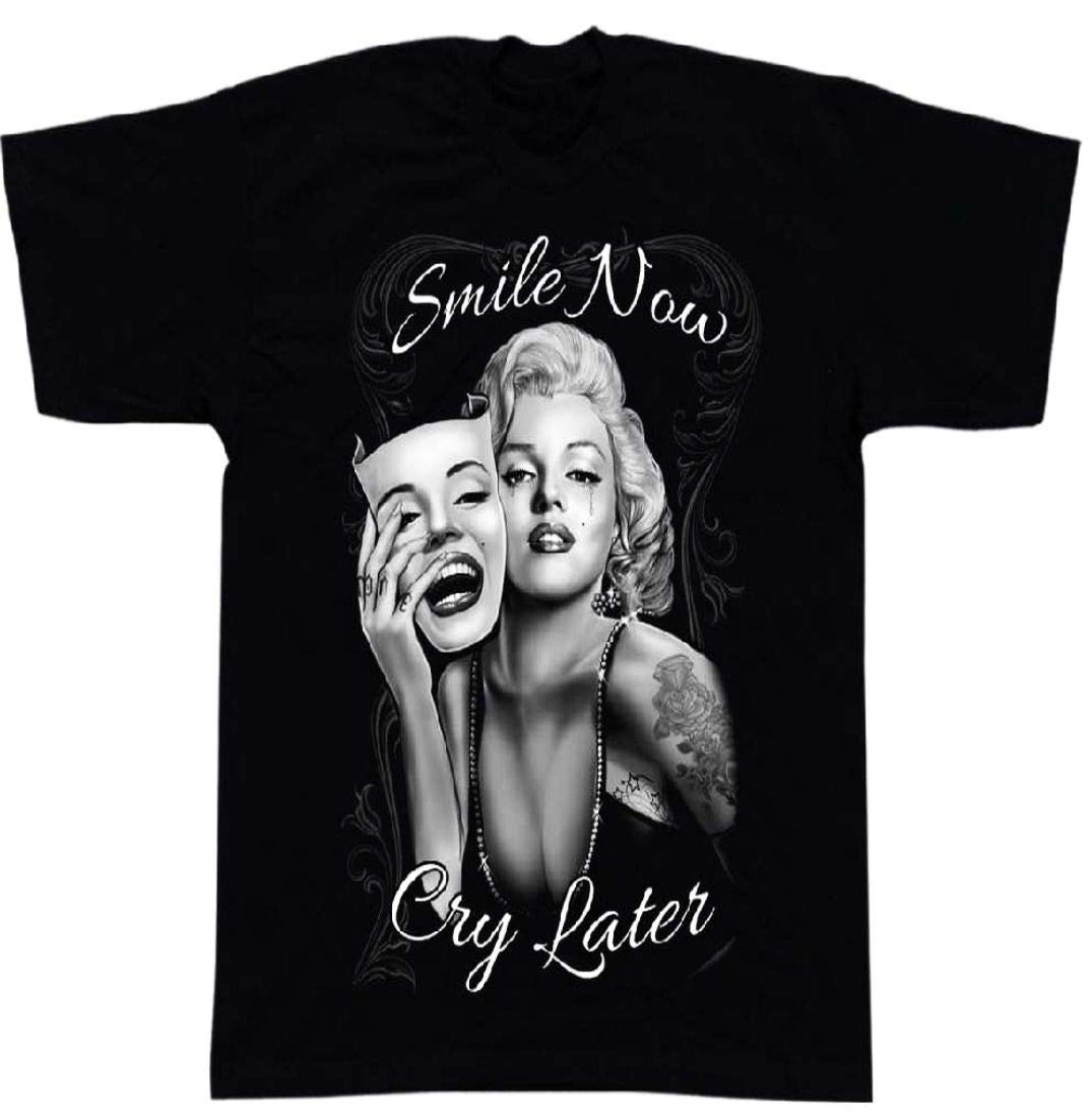 Marilyn Monroe Smile Now Cry Later S Heavyweight Printed On Shaka Wear Tee T Shirt