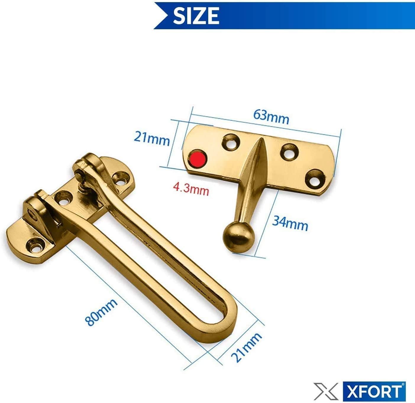 Door Security Guard, Brass Door Lock, Door Lock Bolt to Protect Against Forceful Entry and Intruders - Image 4