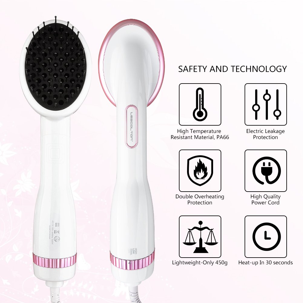 KOOVON One-Step Hair Dryer & Styler, Ionic Hair Straightener Brush,Negative Ion Generator for All Hair Types (White)