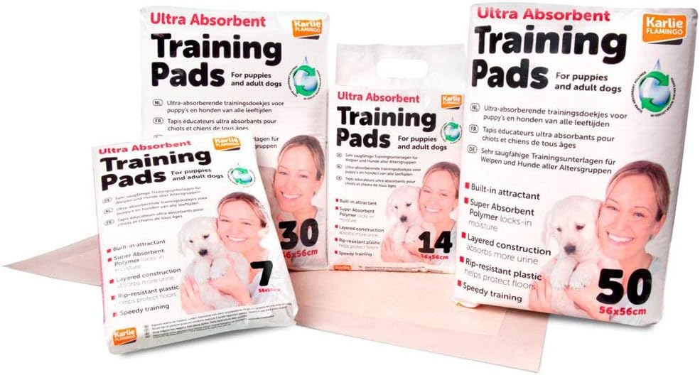 50 x Quality Ultra Absorbent Training Wee Pads For Puppies and Adult Dogs Pee Pads 56cmX56cm By Karlie Flamingo