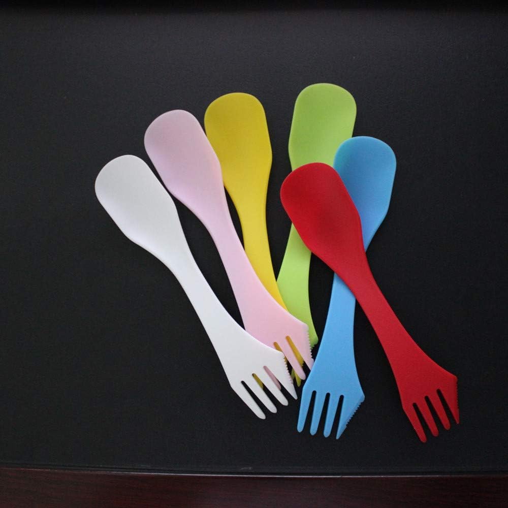 NA 6Pcs Plastic Spork Lightweight & Strong All In One Camping Cutlery Spoon Fork Knife Set Portable and Reusable Camping Spork Flatware for Backpacking Hiking Outdoors - Image 5