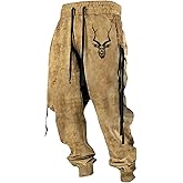 Bengbobar Cowboy Pants Men Native American Novelty Graphic Western Trousers Casual Loose Elastic Drawstring Baggy Pants