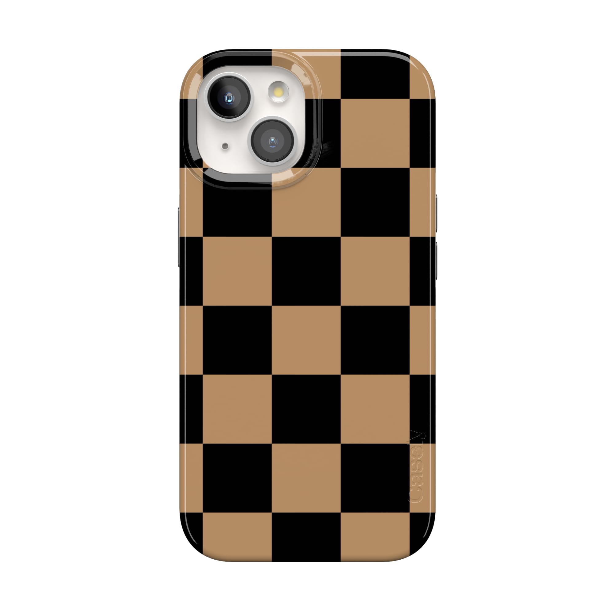 Casely iPhone 15 Plus Case | Fit Check | Black & Brown Checkerboard | Compatible with MagSafe | Classic Ultra Slim Design
