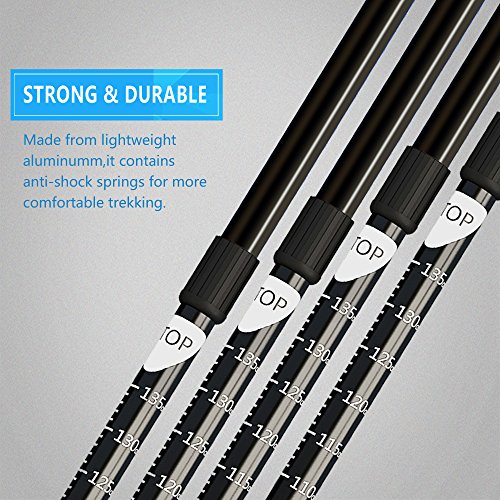 pys Trekking Telescopic Walking Poles - Adjustable Aluminium Lightweight Section Trekking Alpenstock, Ultralight & Comfortable with Shock-Absorbent, Quick Lock, 1 Pair (Black V2)