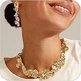 CJIAYUJEW Irregular Lava Gold Necklace Earring Set for Women Statement Choker Necklace Fashion Jewelry Set Liquid Dripping Metal Buckle Collar Necklace