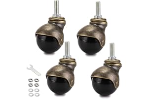 Skelang 2" Threaded Stem Caster, 3/8"-16×1" Stem Ball Caster Wheels, Antique Swivel Wheel, Replacement for Old Chairs, Furniture, Cart, Pack of 4