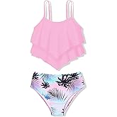oklady Girls Swimsuit 2 Piece Bikini Set Tiered Ruffled Bathing Suit Adjustable Straps Girls' Swimwear