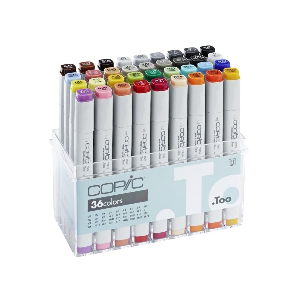 Copic Classic Coloured Marker Pen - Set of 36 (Basic), For Art & Crafts, Colouring, Graphics, Highlighter, Design, Anime, Professional & Beginners, Art Supplies & Colouring Books — image 1