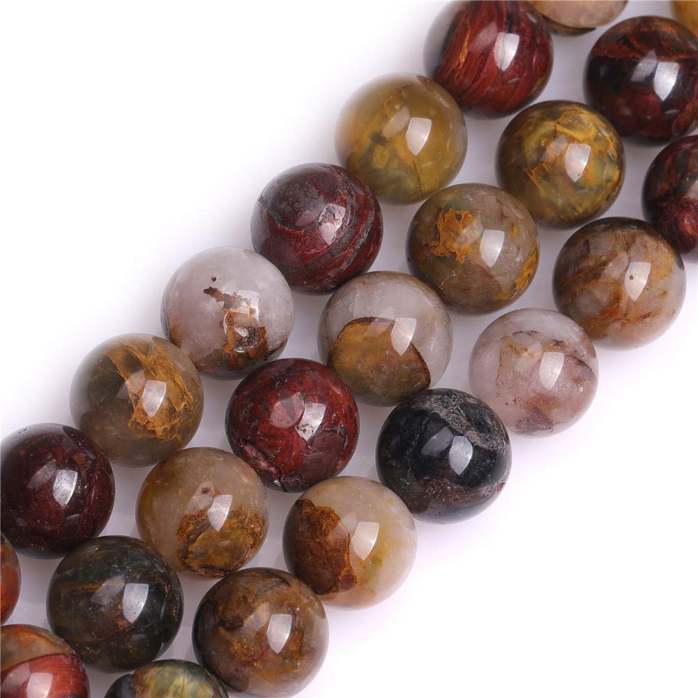 GEM-Inside Natural 12mm Brown Pietersite Round Gemstone Semi Precious Loose Beads for Jewellery Making 15''