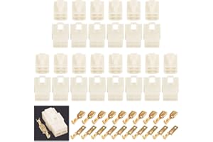 Glarks 300Pcs 6.3mm 4 Pin Way Electrical Automotive Wire Connector Male Female Socket Plug and Terminals Kit for Motorcycle, Bike, Car, Boats (30Set 6.3mm 4P)