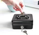 Parrency Small Cash Box with Lock and Coin Slot Black 4.9 x 3.7 x 2.3 in view 5