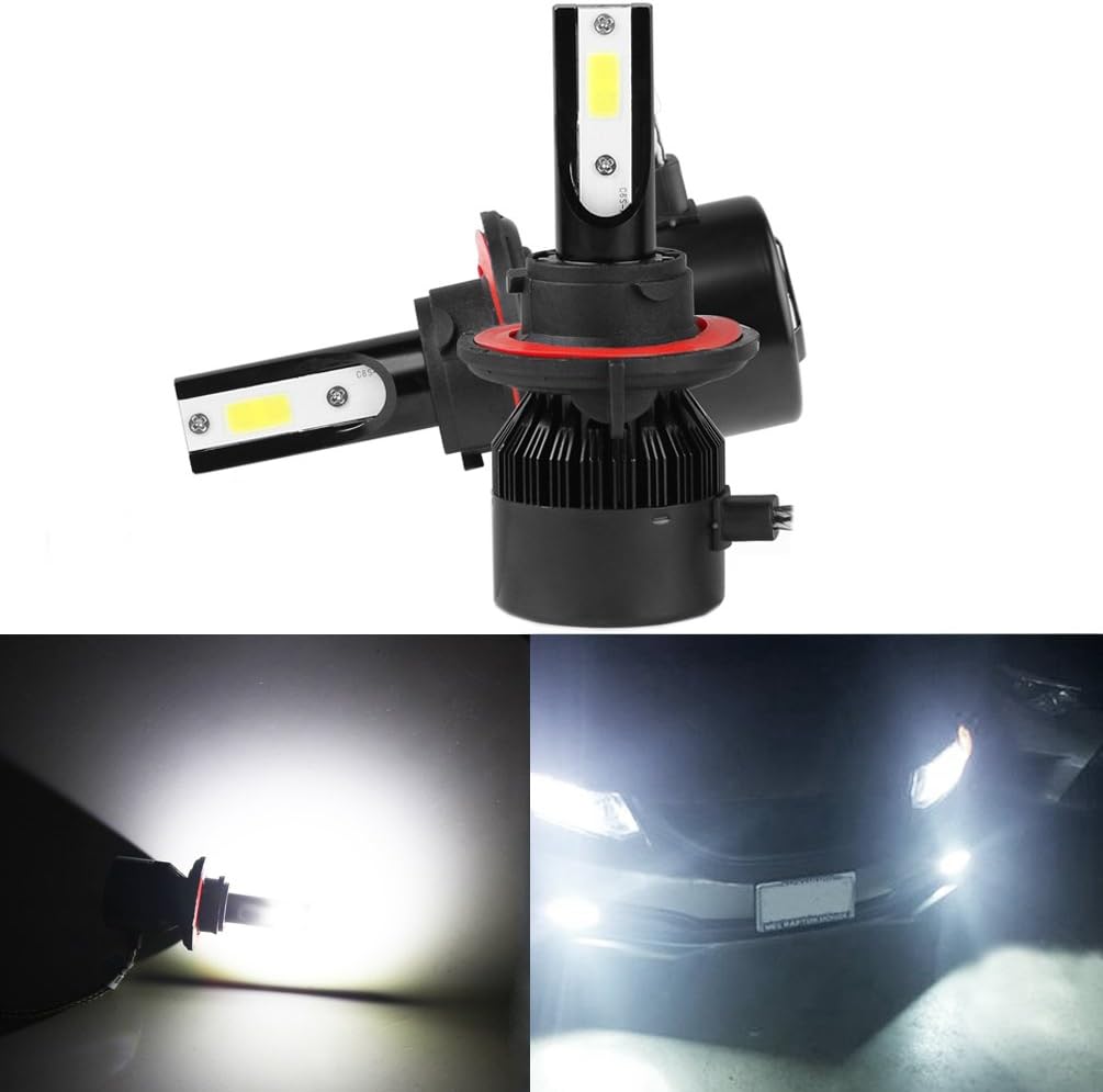 H13 LED Headlight Bulbs, ROCCS PAIR 9008 COB LED Headlights Bulbs Replacement Conversion Kit 60W COB Chip Bulbs High/Low Beam Driving lamp Pair white Light (H13)