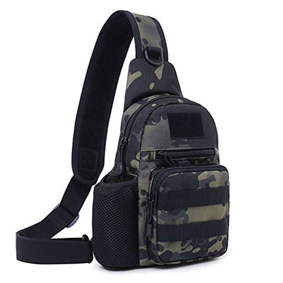 HUNTVP Chest Bag Molle Sling Crossbody Shoulder Sling Pack Backpack with Water Bottle Holder Camo — image 1