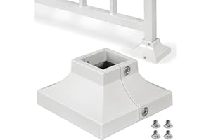 Epcee 4pcs Post 1.25" Aluminum Deck Post Base Cover, Post Skirt, Handrail, Stair, Porch, Deck Railing Base Brackets Covers (White)