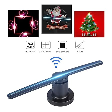 VBESTLIFE 3D Hologramm Projektor,Werbung Display Projektor Fan LED Messe Fair Kino U-Bahn Metro Mall,geeignet für Windows XP/