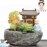 MOONSTAR MIRACLE Monk with Temple Resin Succulent Pot