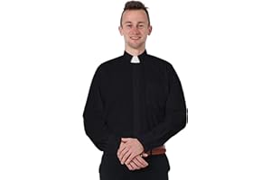 GraduatePro Men Priest Clergy Shirt Long Sleeves with Free Tab Collar Insert