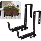 2 Pack Adjustable Window Box Brackets for Railing, Measure Before Ordering | Fits wall or railing widths 0&ndash;1.46", 2.28&ndash;3.82", or 6.18&ndash;7.64".