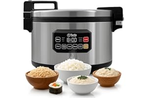 TK TARTLE KITCHEN Commercial Large Multi-Function Rice Cooker - Professional 64 Cup Cooked (32 Cup Uncooked) Rice Maker Cooker With Non Stick Pot & Hinged Lid - Brown Rice, Sushi Rice and more