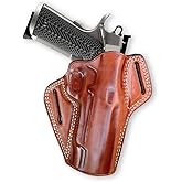 Masc Premium Leather OWB Pancake Holster with Sweat Guard On The Back, Fits All 1911 5-inch, Right Hand Draw, Brown Color.