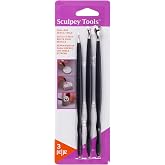 Sculpey Tools 3pc Dual End Clay Detail Tools - Sculpting &amp; Shaping Set | Includes metal ball stylus and flexible tips in 3 sizes for smoothing, blending, and detailing polymer or air dry clay