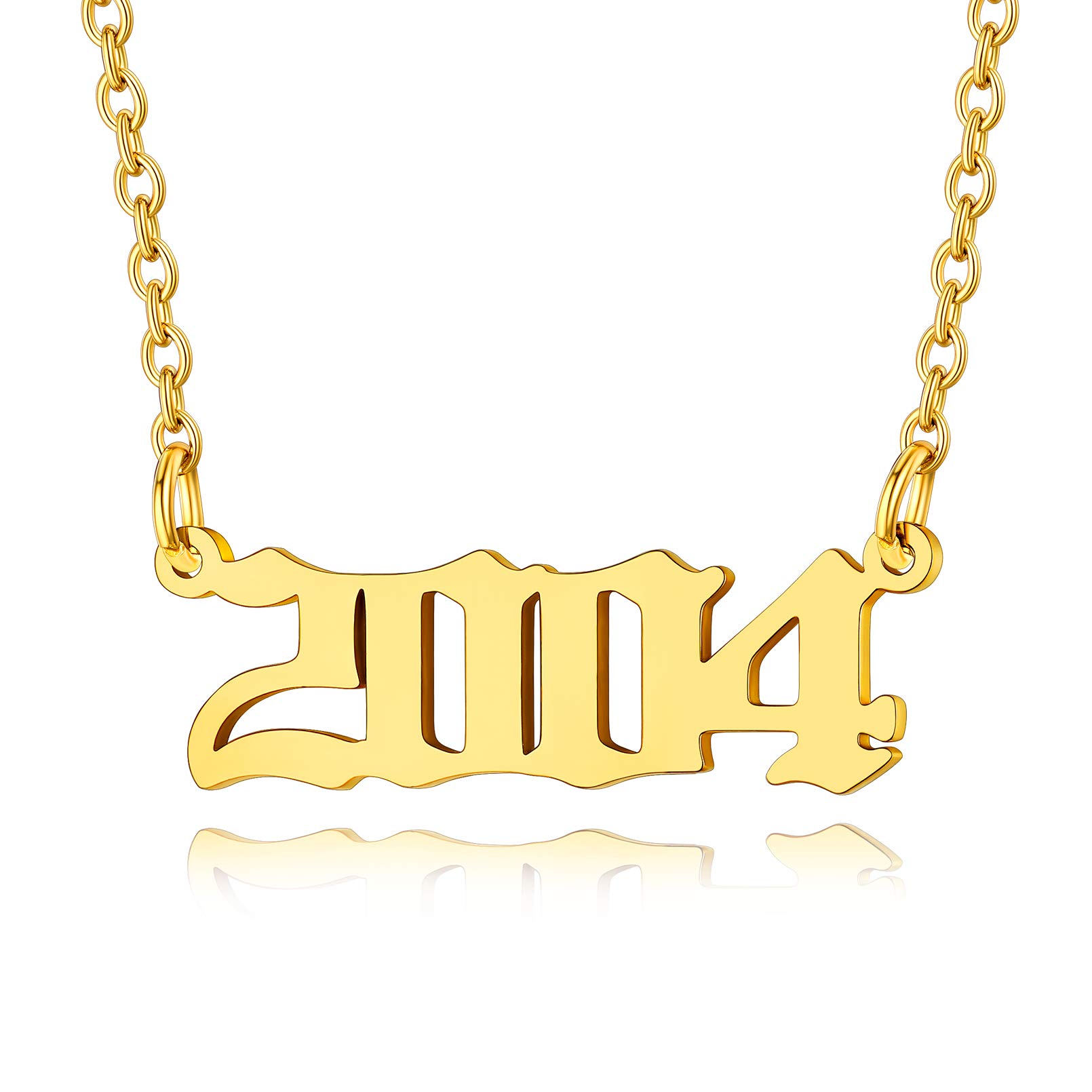 Custom4U Necklace 2004 Teen Girls Birthday Choker Necklace 43+5cm Gold Birth Year Number Necklace Birthday Mothers Valentines Day Gifts for Women