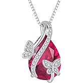 Butterfly Necklaces for Women Birthstone Pendant Necklace 925 Sterling Silver 5A Cubic Zirconia Jewelry Mother's Day Anniversary Christmas Birthday Gifts for Her