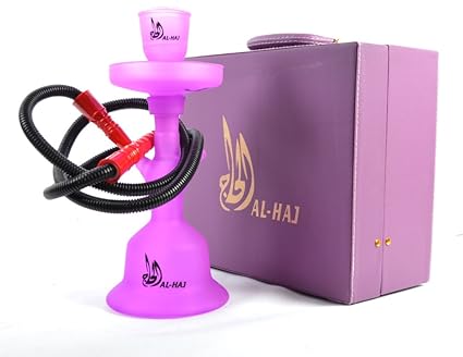 Amazon Com Al Haj 100 Glass 13 Hookah Shisha Water Smoke Pipe Nargile 5 Colors Colorful Led Lamp Purple Health Personal Care