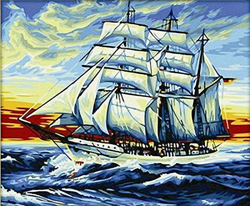 Ocean Clipper Paint by Number Kit WITH FRAME. 20"Wx16"H (50cmx40cm)