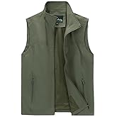 DUOFIER Men's Casual Vest Lightweight Outdoor Work Photo Cargo Sleeveless Jacket for Hiking Travel