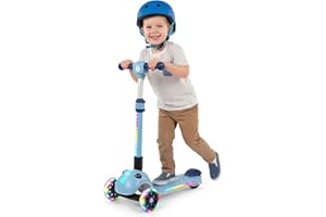 Gotrax SK1 Foldable Electric Scooter for Kids 4+, Full Body LED Light, 90min Riding&5Mph Speed, Push-Button Throttle&Battery 