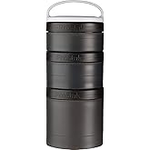BlenderBottle ProStak Twist n’ Lock Storage Jars Expansion 3-Pak with Removable Handle, 100cc+150cc+250cc, Black