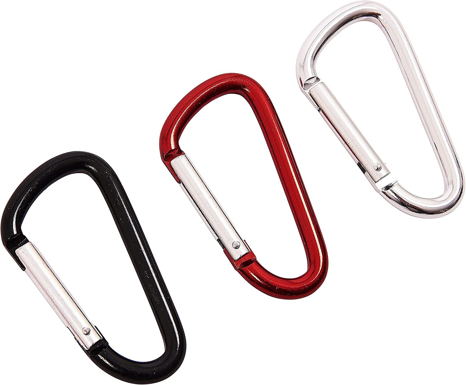 Mr. Gadget's Solutions® Mini Carabiner, D Type Aluminum Snap Spring Clip Hooks for Camping, Fishing, Hiking, Traveling, Backpack, Keychain – Assorted Colors (3 pieces)
