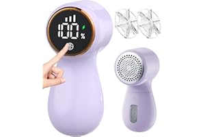 WEFTNOM Rechargeable Fabric Shaver,Lint Remover, 3-Speed Sweater Shaver with LED Display, 2 Replaceable Stainless Steel 6-Blade Heads for Clothes, Sweaters, Furniture, Lint Balls and Fabric Pilling