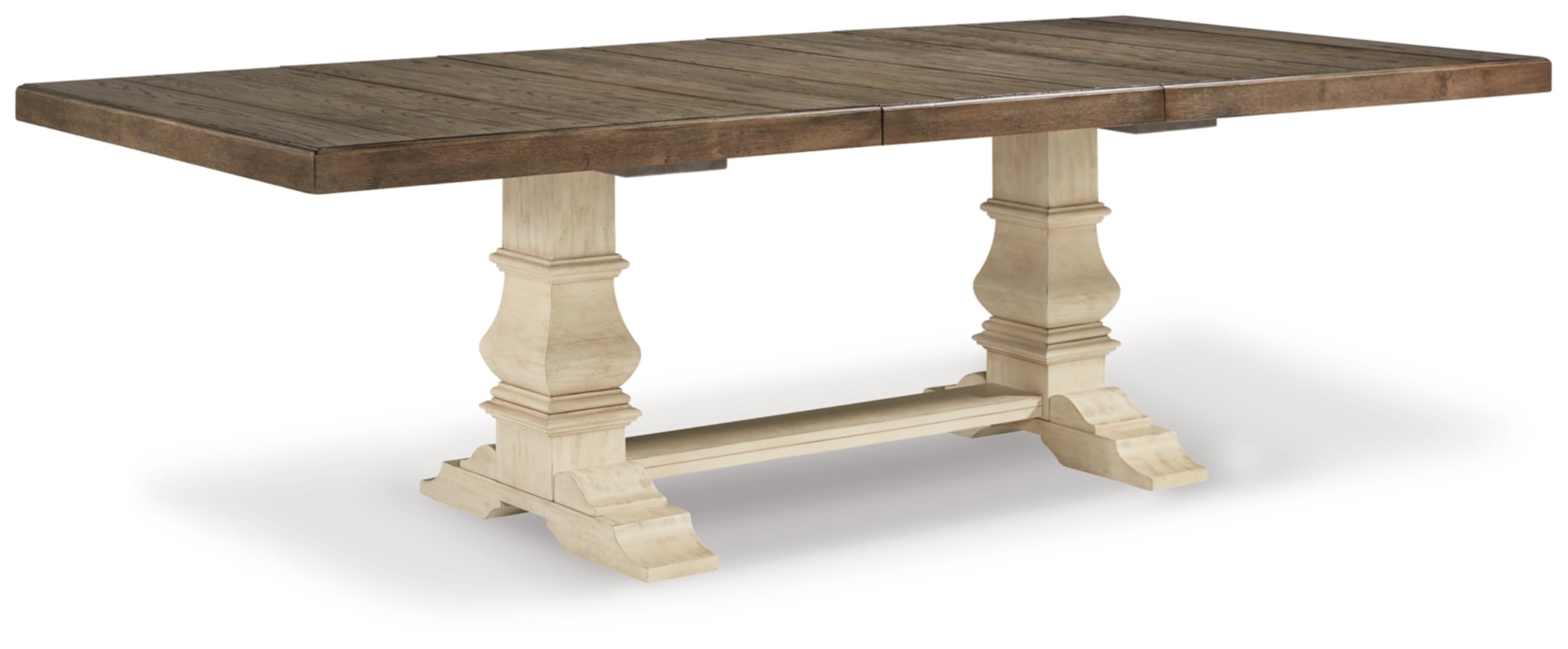 Photo 1 of * POSSIBLE PARTS ONLY*
Signature Design by Ashley Bolanburg Farmhouse Extension Dining Table with Removable Center Leaf and Trestle Base, Dark Brown & White