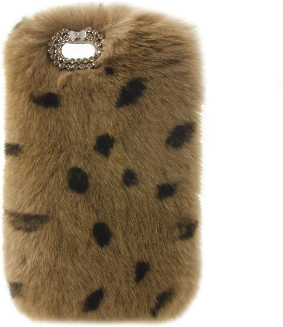Case for Galaxy Note 8,Luxury Winter Warm Handmade Soft Rex Rabbit Fur Fluffy Plush Leopard Fur Phone Case for Samsung Galaxy Note 8 (2017)(Fur Leopard Brown)