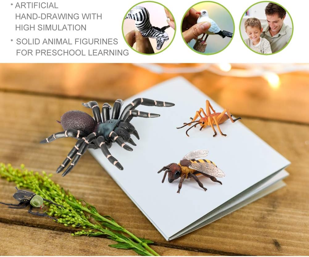 Volnau Insect Toys Figurines 13PCS Bug Animal Figures Pack for Kids Toddlers Christmas Decoration Gift Educational Cicada toy Bee Beetle Spider Plastic Model - Image 4