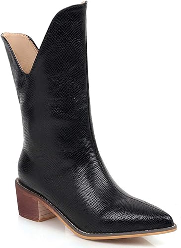 Amazon Com Jocome Women S Chunky Mid Heel Ankle Booties Slip
