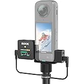 CYNOVA Invisible Mic Cold Shoe for Insta360 X5, RØDE Wireless GO Microphone Holder(with 3.5mm Audio Cable), Insta 360 X5 Accessories