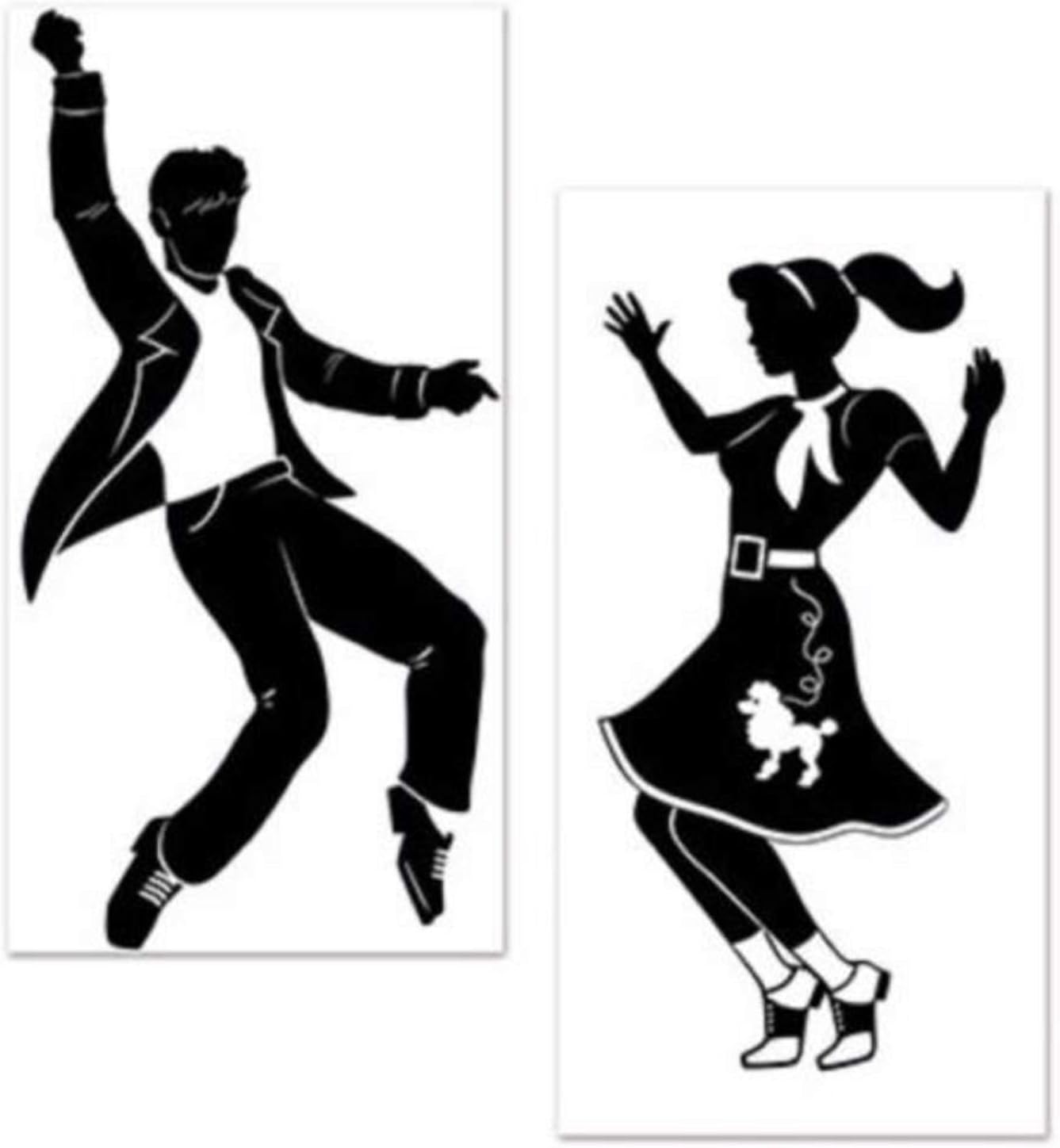 Amazon Com Large 50 S Sock Hop Rock N Roll Elvis Dancers Grease