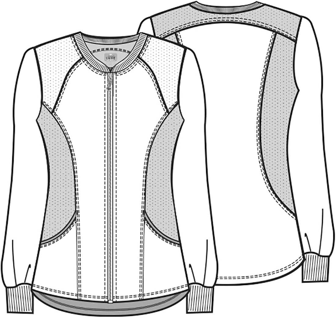 Cherokee Luxe Sport Women's Zip Front Warm-up Scrub Jacket: Clothing