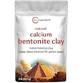 Micro Ingredients Natural Calcium Bentonite Clay Powder, 2lbs | Pure Indian Healing Clay for Body Detox & Deep Pore Cleanser | Great for Skin Care + Body & Face Mask | Gentle Absorption