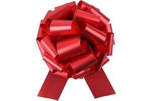 HCHENBOW 12 Inches Pull Bow 2 Pieces Gift Wrapping Pull Bow Matte Finish Ribbon Pull Bows for Christmas Wedding Baskets Valentine's Day Bows Multicolor Ribbon Bow for Gift Wrapping (Red)