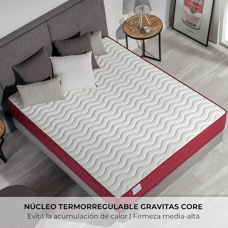 - Colchón Viscoelástico Reversible Gredos 160x190cm con Sistema VISCONFORT, Tejido Strech y Tejido 3D Transpirable. Altura: ±21cm | Firmeza Medio-Alta | Adaptable | Fabricado en España