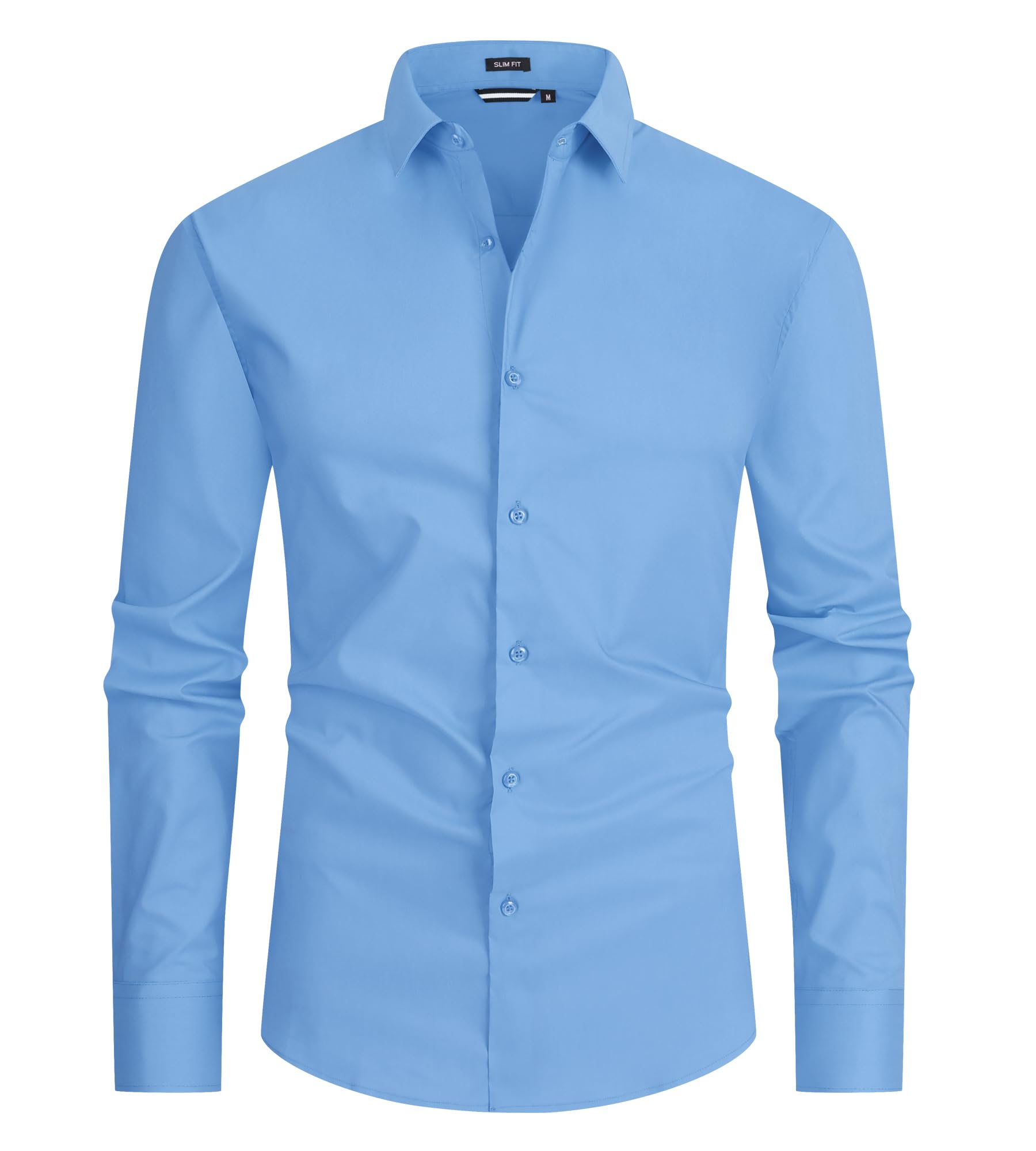 Photo 1 of (medium) Alex Vando Mens Dress Shirt Easy Care Slim Fit Long Sleeve Cotton Stretch Button Down Shirt,Blue,